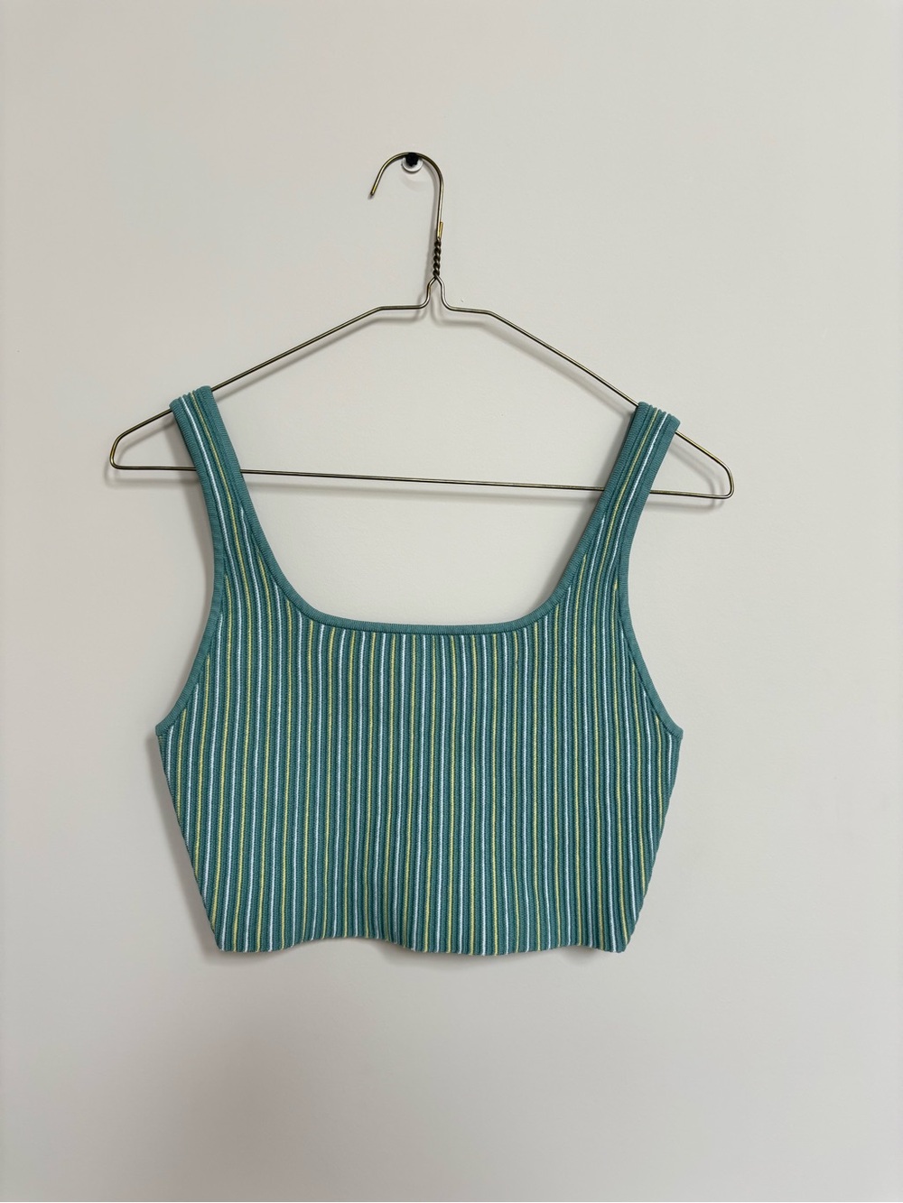 Babaton Teal Striped Ribbed Tank